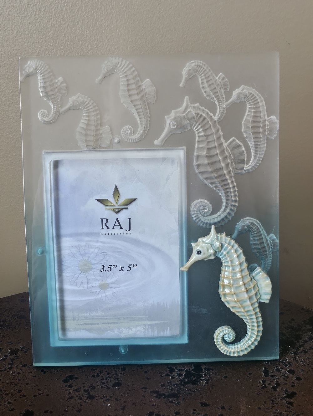 Seahorse Glass Picture Frame - Aqua and Clear